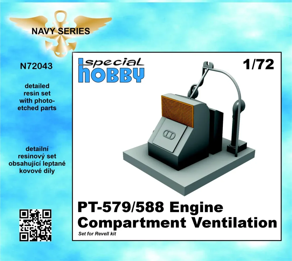 Resinové díly sady CMK N72043 ventilace motorového prostoru PT-579/588 v měřítku 1/72