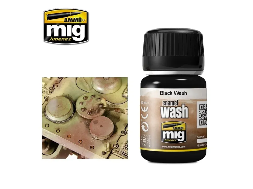 Lahvička AMMO Mig A.MIG-1011 Black WASH, černý enamel wash 35 ml