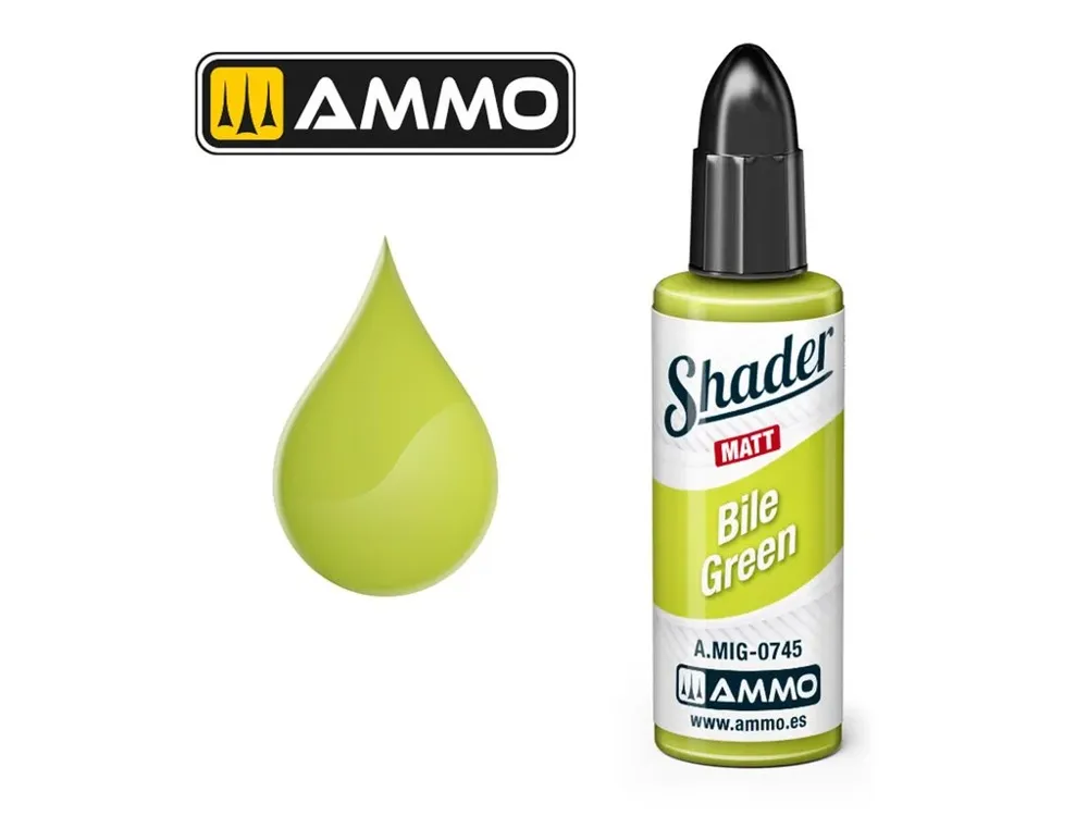 Lahvička AMMO Mig A.MIG-0745 Matt Shader žlučově zelená Bile Green 10 ml