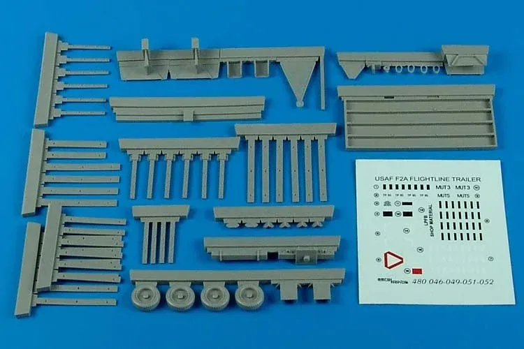 Aires 480049 letištní vozík USAF F-2A s ocelovou plošinou a regály v měřítku 1/48