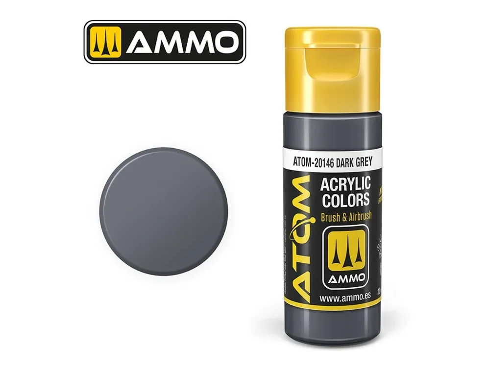 Lahvička akrylové barvy AMMO Mig ATOM Color ATOM-20146 tmavě šedá 20 ml