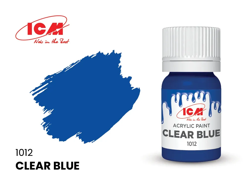 Lahvička akrylové barvy ICM Acrylic transparentní modrá Clear Blue 12 ml