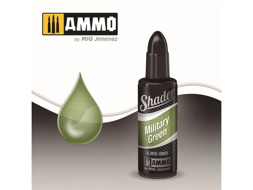 Lahvička AMMO Mig Shader A.MIG-0865 vojenská zelená (Military Green) 10 ml