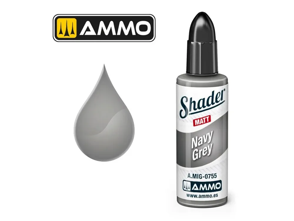Lahvička AMMO Mig A.MIG-0755 MATT SHADER námořní šedá Navy Grey 10 ml