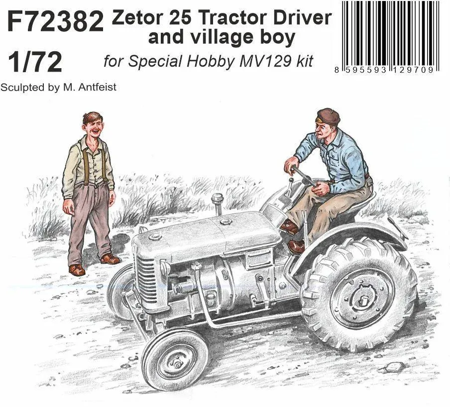 Resinové figurky CMK F72382 1/72 – řidič traktoru Zetor 25 a vesnický chlapec