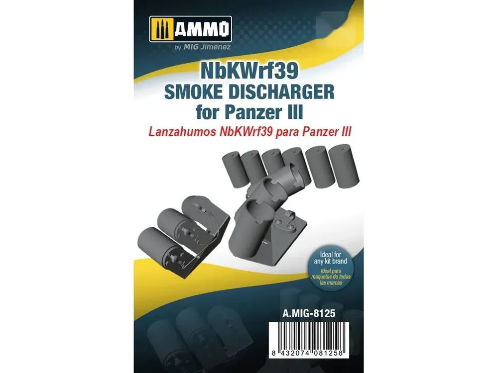 Detailní set AMMO Mig AMIG8125 kouřové granátomety NbKWrf39 pro Panzer III v měřítku 1/35