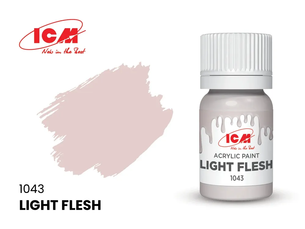 Lahvička akrylové barvy ICM Acrylic 1043 světlá pleťová (Light Flesh) 12 ml
