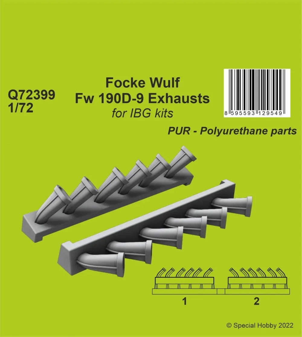 Resinové výfuky CMK Q72399 pro Focke Wulf Fw 190D-9 v měřítku 1/72