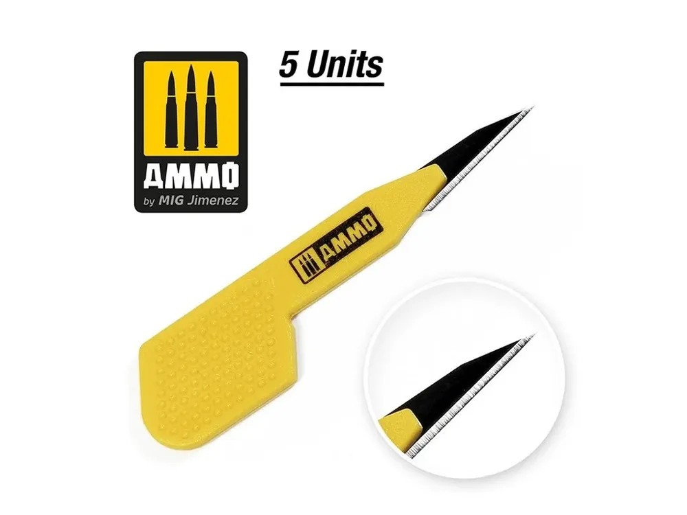 Balení modelářských čepelí AMMO Mig A.MIG-8685 Precision Blade, přímý břit, 5 ks