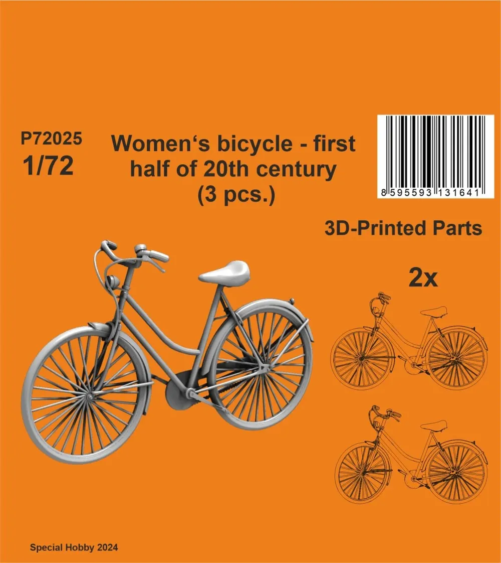 Resinové díly CMK P72025 – tři dámská jízdní kola v měřítku 1/72