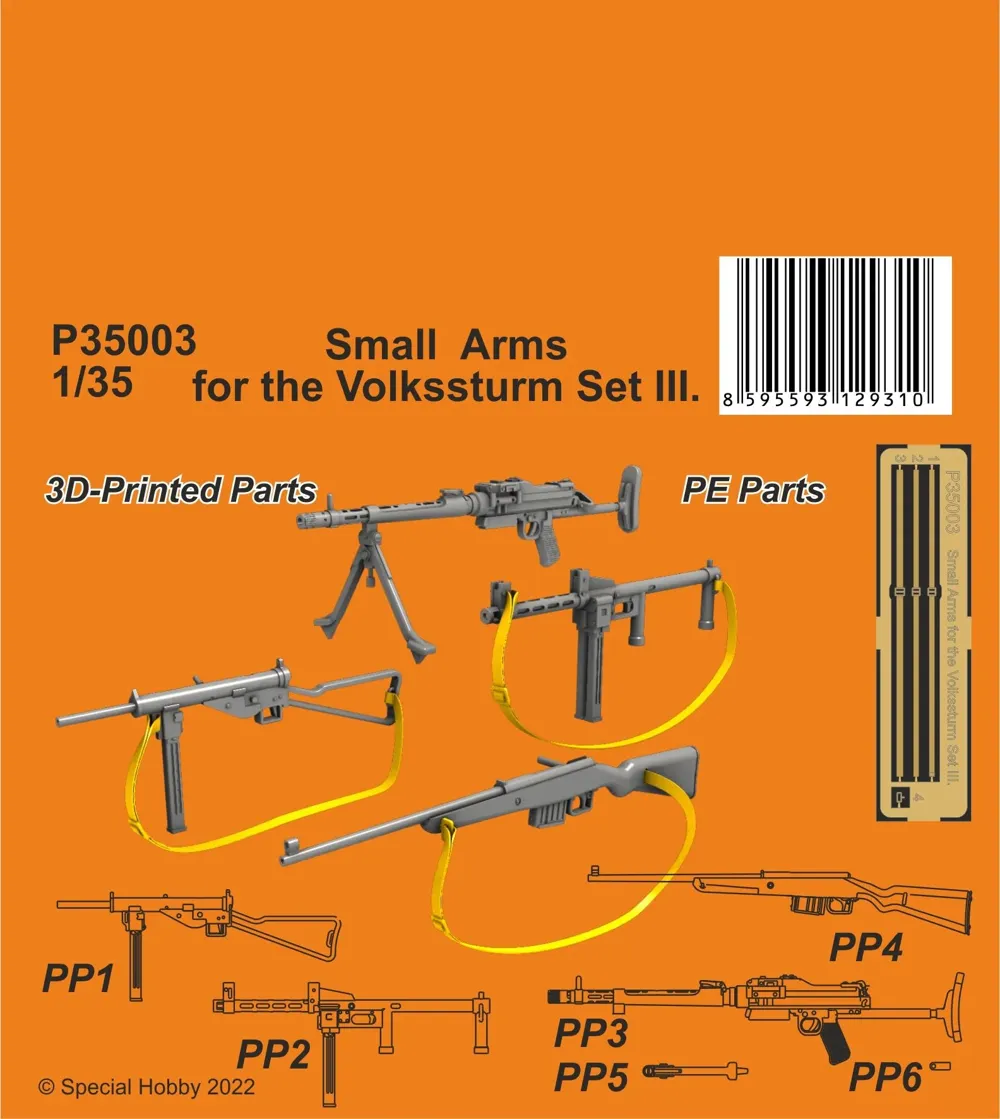 Resinové 3D tištěné díly CMK P35003 ruční palné zbraně pro Volkssturm, set III., měřítko 1/35