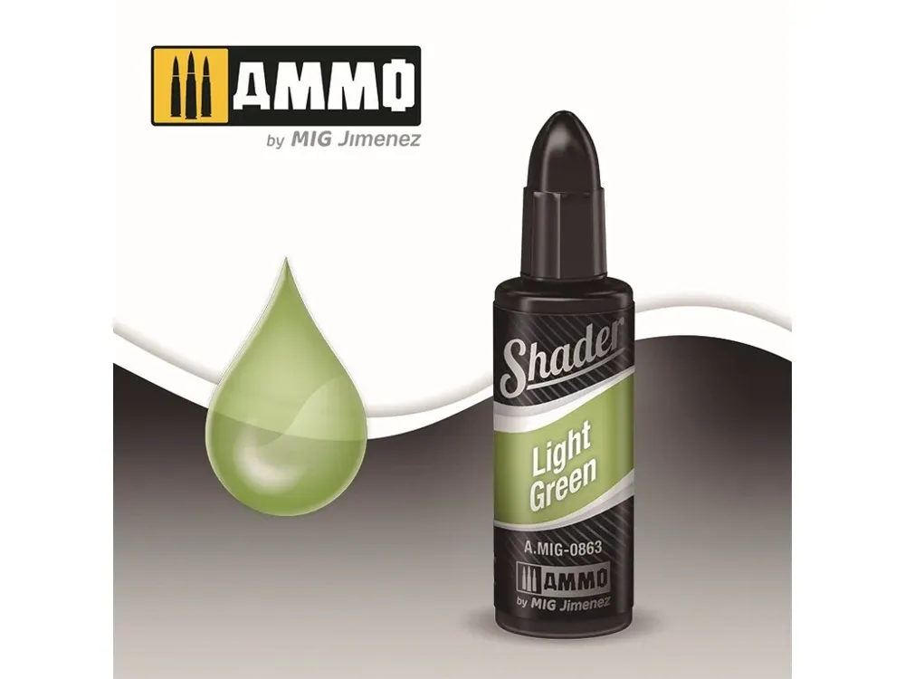 Lahvička AMMO Mig A.MIG-0863 Shader světle zelená (Light Green) 10 ml