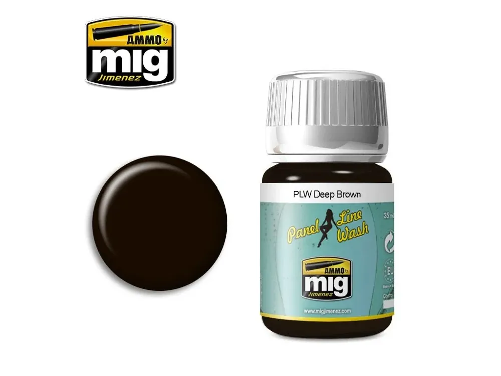 Lahvička enamelového washe AMMO Mig A.MIG-1618 PLW Panel Line Wash Deep Brown 35 ml