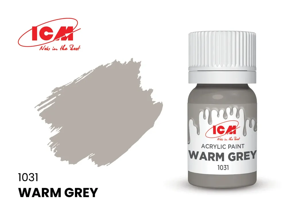Lahvička akrylové barvy ICM Acrylic teplá šedá (Warm Grey) 12 ml