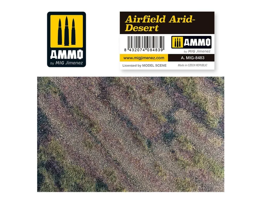 Scenická podložka AMMO Mig A.MIG-8483 Scenic Mats, suchý letištní a pouštní povrch 245 × 245 mm