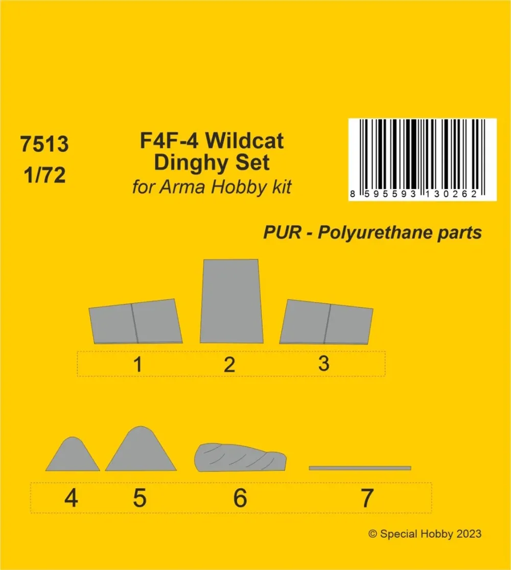 Resinová sada CMK 7513 schránka na záchranný člun pro F4F-4 Wildcat 1/72 Arma Hobby