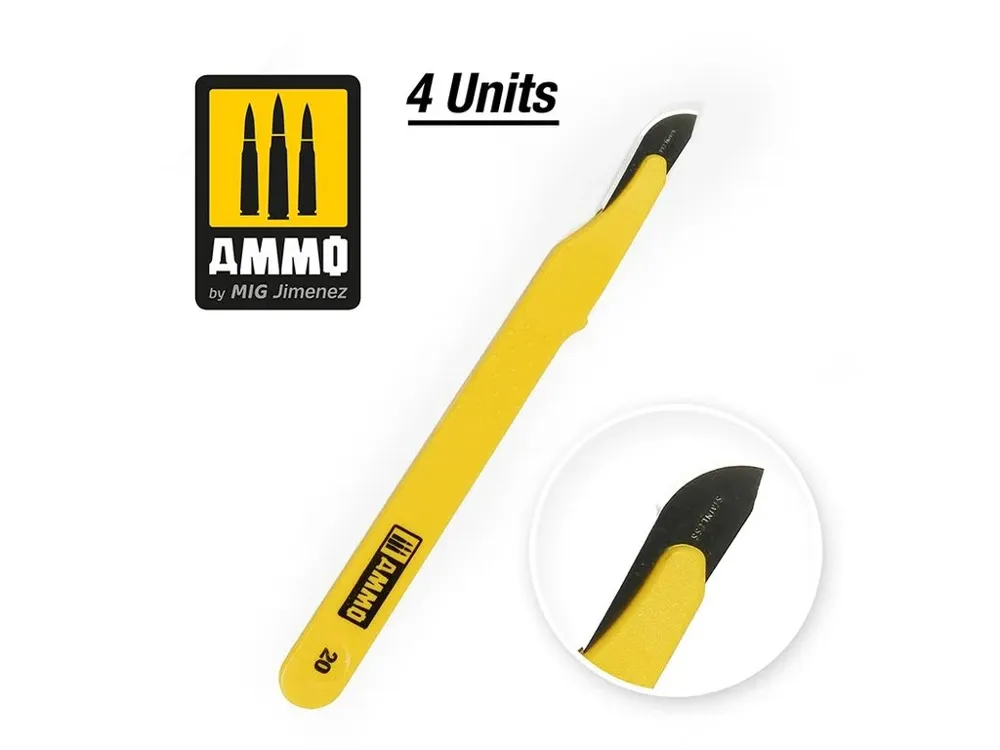 Balení náhradních zahnutých čepelí AMMO Mig A.MIG-8695 Standard Blade Curved Large, 4 ks