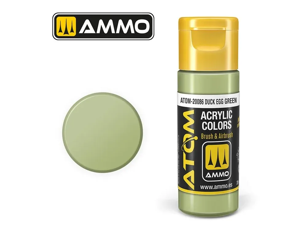 Lahvička akrylové barvy AMMO Mig ATOM COLOR ATOM-20086 Duck Egg Green 20 ml