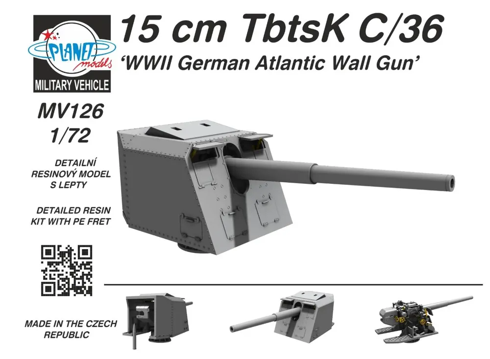 Resinová sada CMK MV126 15 cm TbtsK C/36 německé dělo Atlantického valu v měřítku 1/72