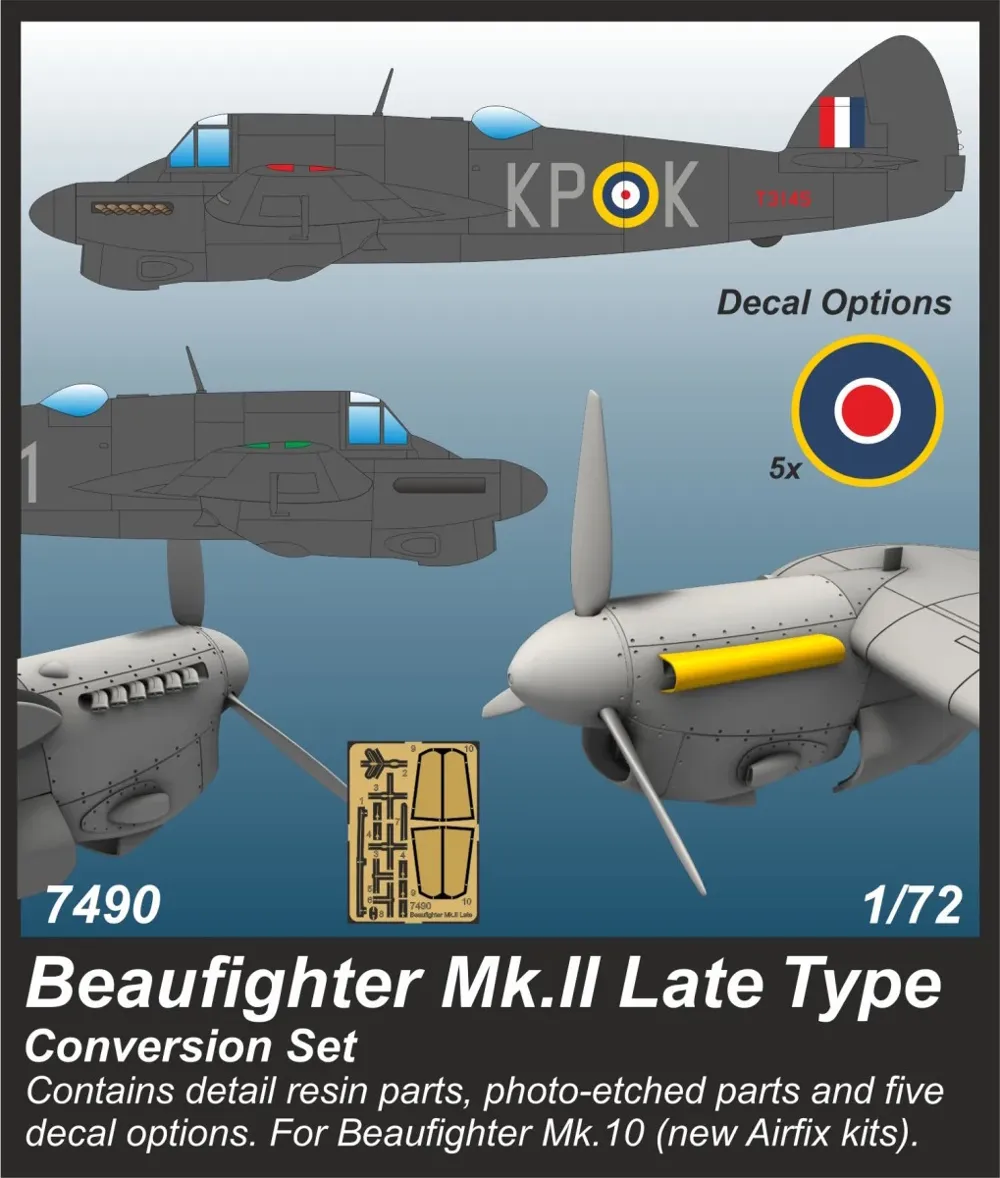 Resinová konverzní sada CMK 7490 Beaufighter Mk.II pozdní verze v měřítku 1/72 s fotolepty a obtisky