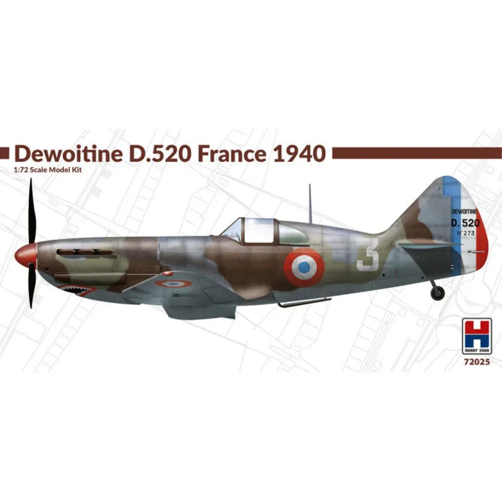 Krabice stavebnice Hobby 2000 Dewoitine D.520 Francie 1940 v měřítku 1/72