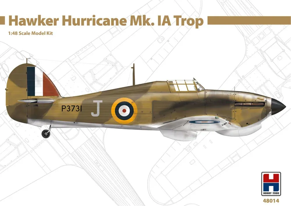 Krabice stavebnice Hobby 2000 H2K48014 Hawker Hurricane Mk.IA Trop v měřítku 1/48