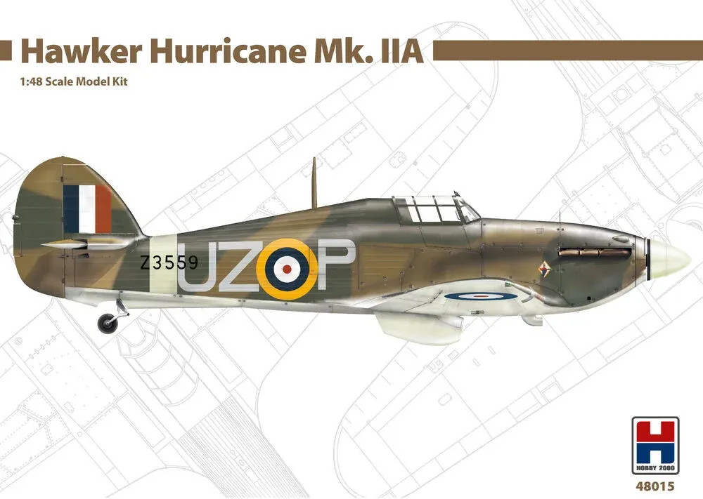 Krabice stavebnice Hobby 2000 H2K48015 Hawker Hurricane Mk.IIA v měřítku 1/48
