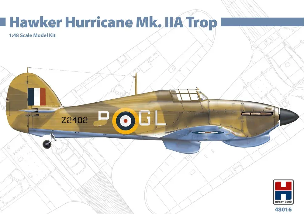 Krabice stavebnice Hobby 2000 H2K48016 Hawker Hurricane Mk.IIA Trop v měřítku 1/48