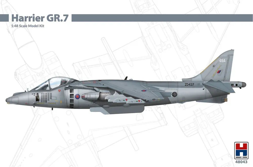 Krabice stavebnice Hobby 2000 H2K48043 Harrier GR.7 v měřítku 1/48