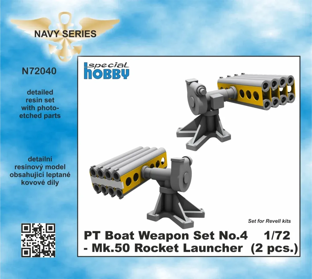 Resinová sada CMK N72040, raketomet Mk.50 pro PT Boat v měřítku 1/72, 2 ks