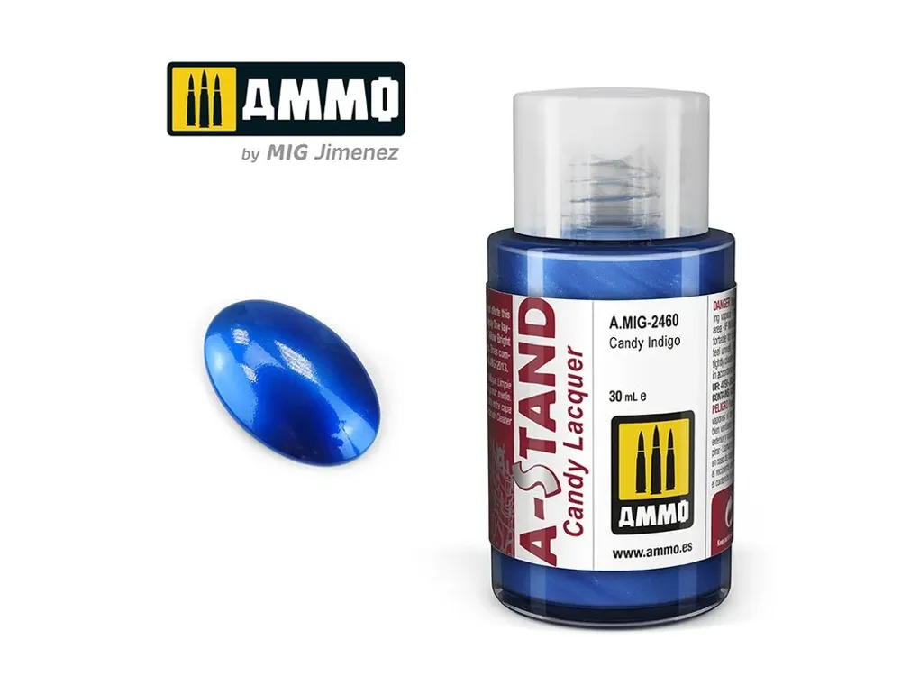 Lahvička lakové barvy AMMO Mig A-STAND A.MIG-2459 candy kobaltová modrá 30 ml
