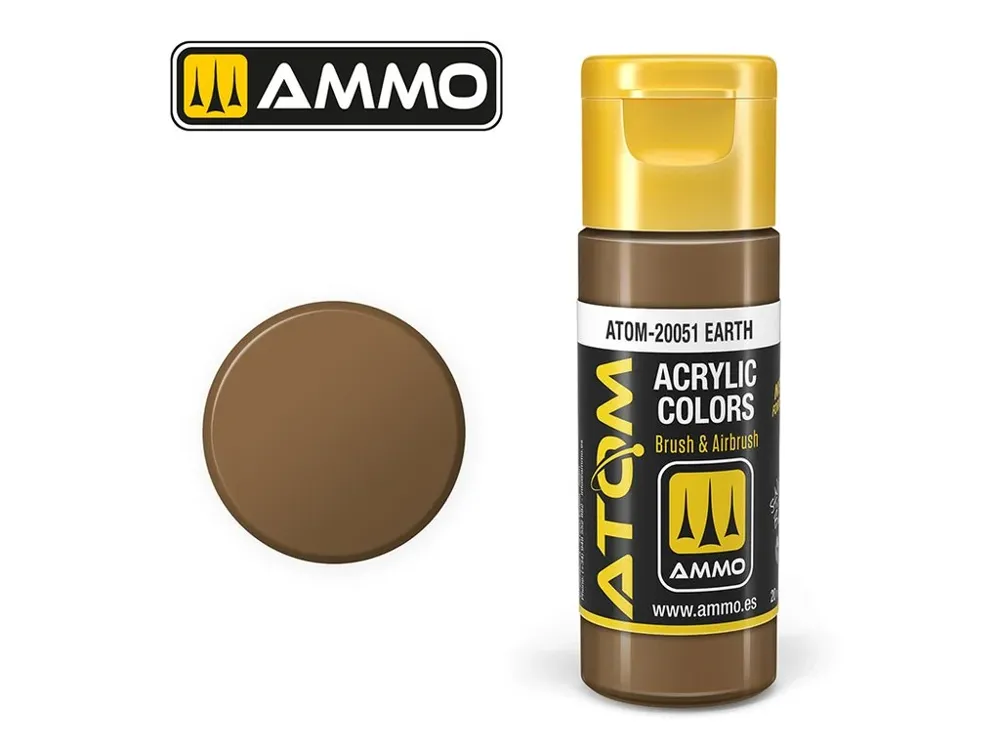 Lahvička akrylové barvy AMMO Mig ATOM COLOR 20051 zemitá (Earth) 20 ml