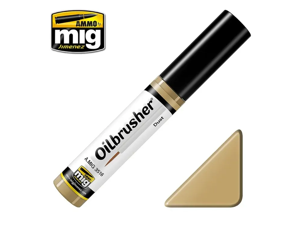 Lahvička olejové barvy AMMO Mig Oilbrusher 3516 prachová (Dust) 10 ml s aplikátorem ve víčku