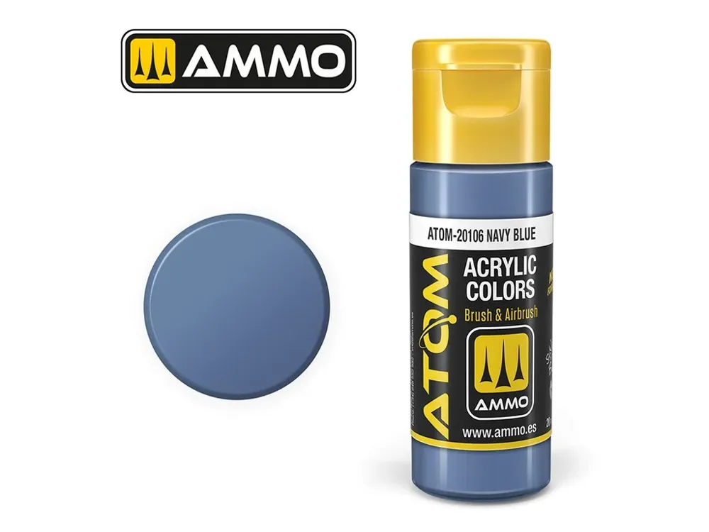 Lahvička akrylové barvy AMMO Mig ATOM COLOR 20106 námořní modrá Navy Blue 20 ml