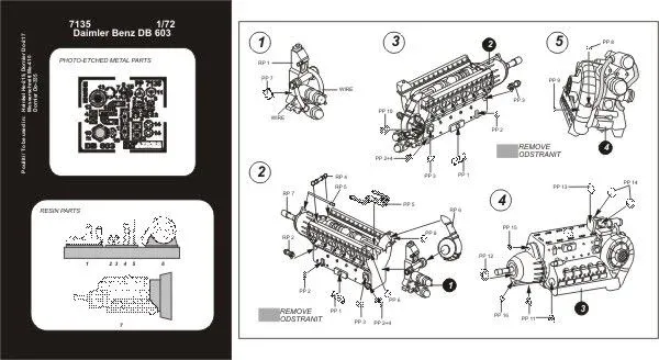 Detailní set Aires 7135 motor Daimler-Benz DB 603 v měřítku 1/72