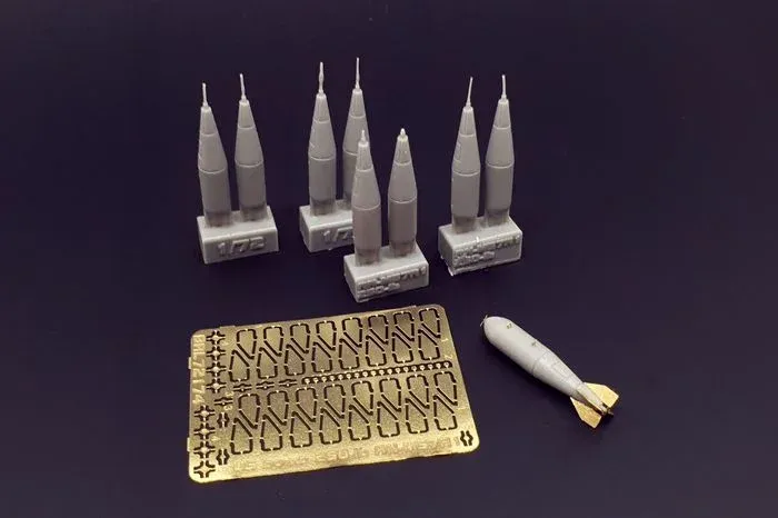 Resinová sada Brengun BRL72174 – osm amerických pum 250 lb AN-M57A1 v měřítku 1/72