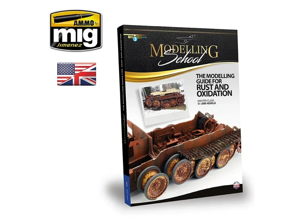Obálka publikace AMMO Mig 6098 Modelling School – The Modeling Guide for Rust and Oxidation