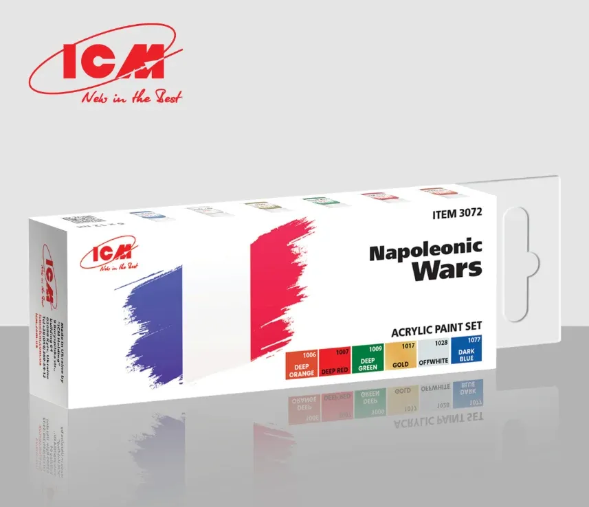 ICM 3072 sada akrylových barev Napoleonic Wars, šest lahviček po 12 ml