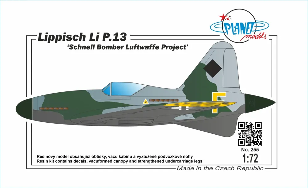 Resinová stavebnice CMK Planet Models PLT255 Lippisch Li P.13 Schnell Bomber v měřítku 1/72