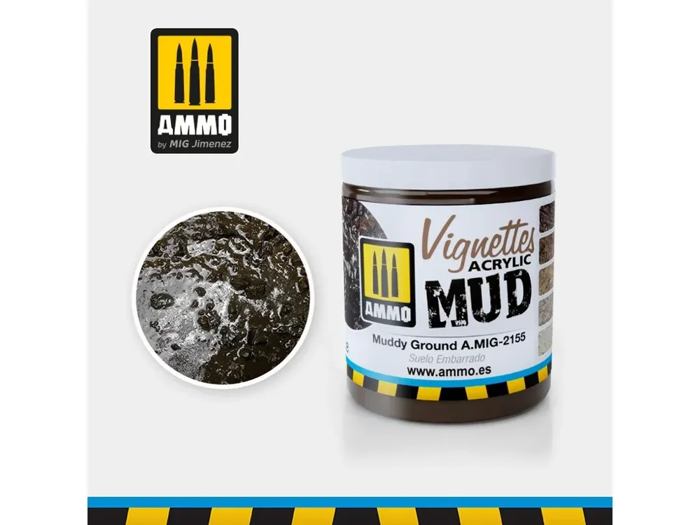 Kelímek akrylové textury AMMO Mig A.MIG-2155 Muddy Ground 100 ml pro diorámata
