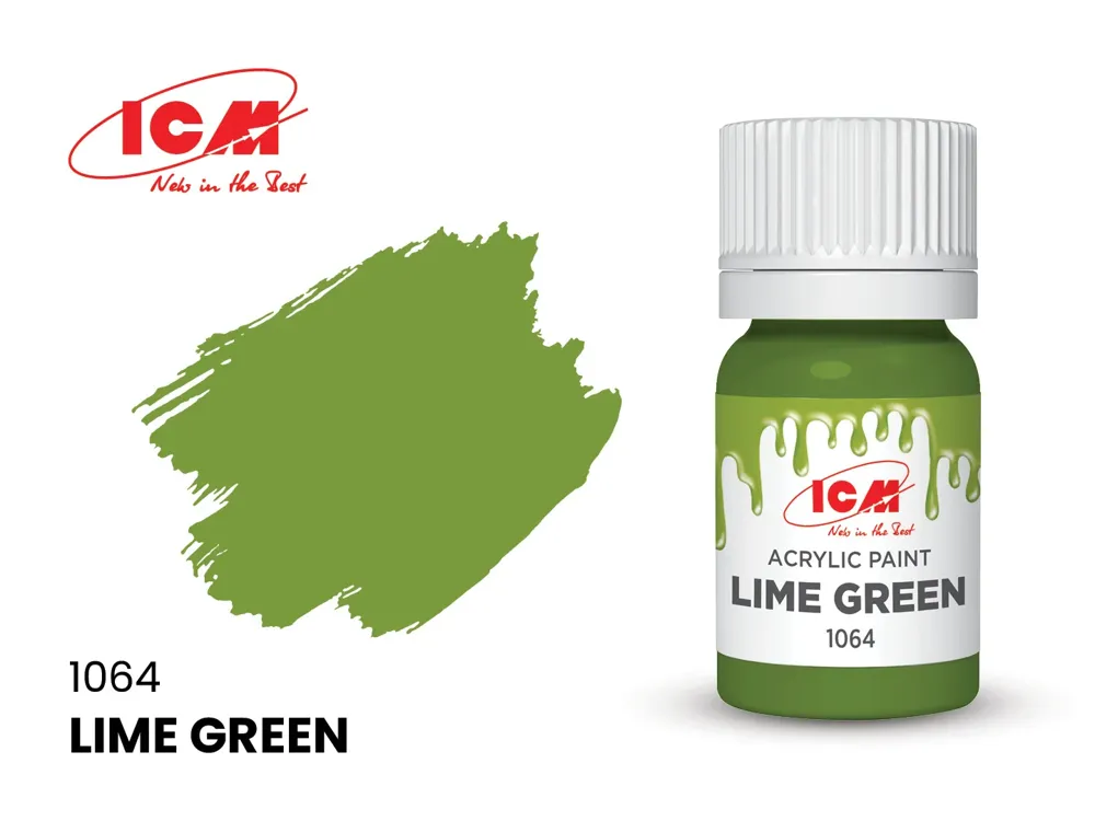 Lahvička akrylové barvy ICM Acrylic limetková zelená (Lime Green) 12 ml