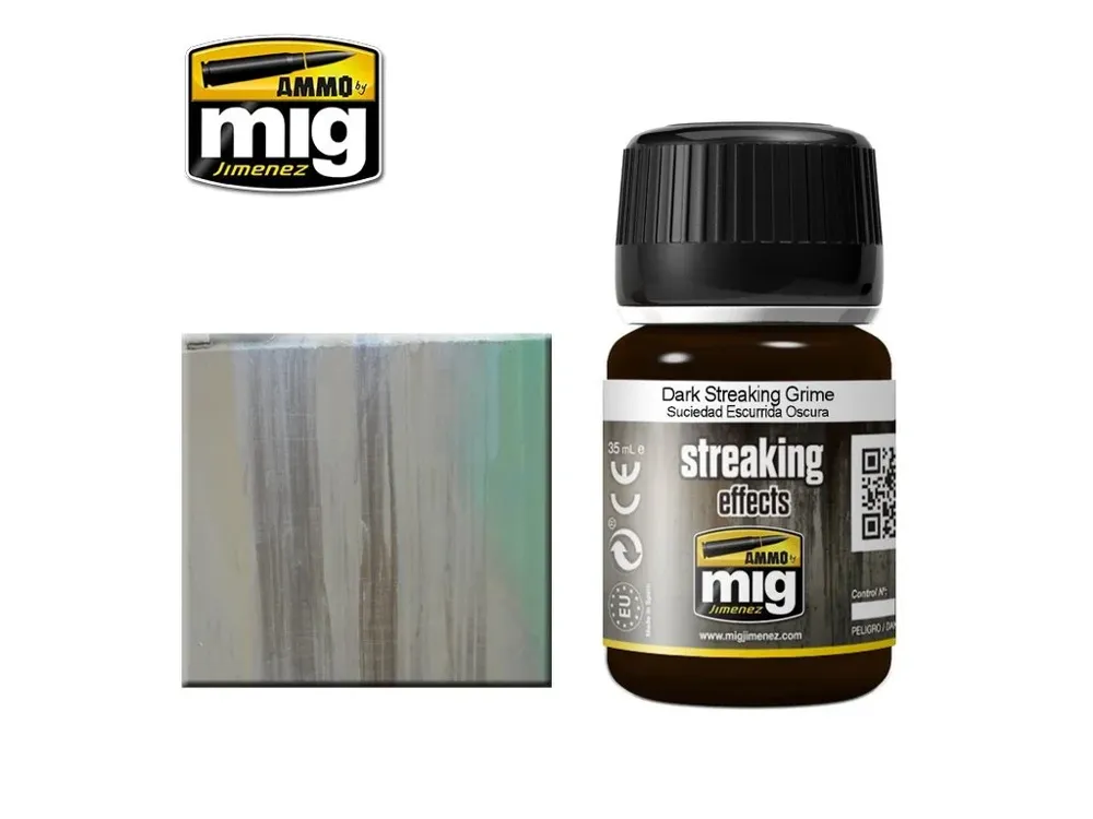 Lahvička enamelového efektu AMMO Mig A.MIG-1206 Dark Streaking Grime 35 ml