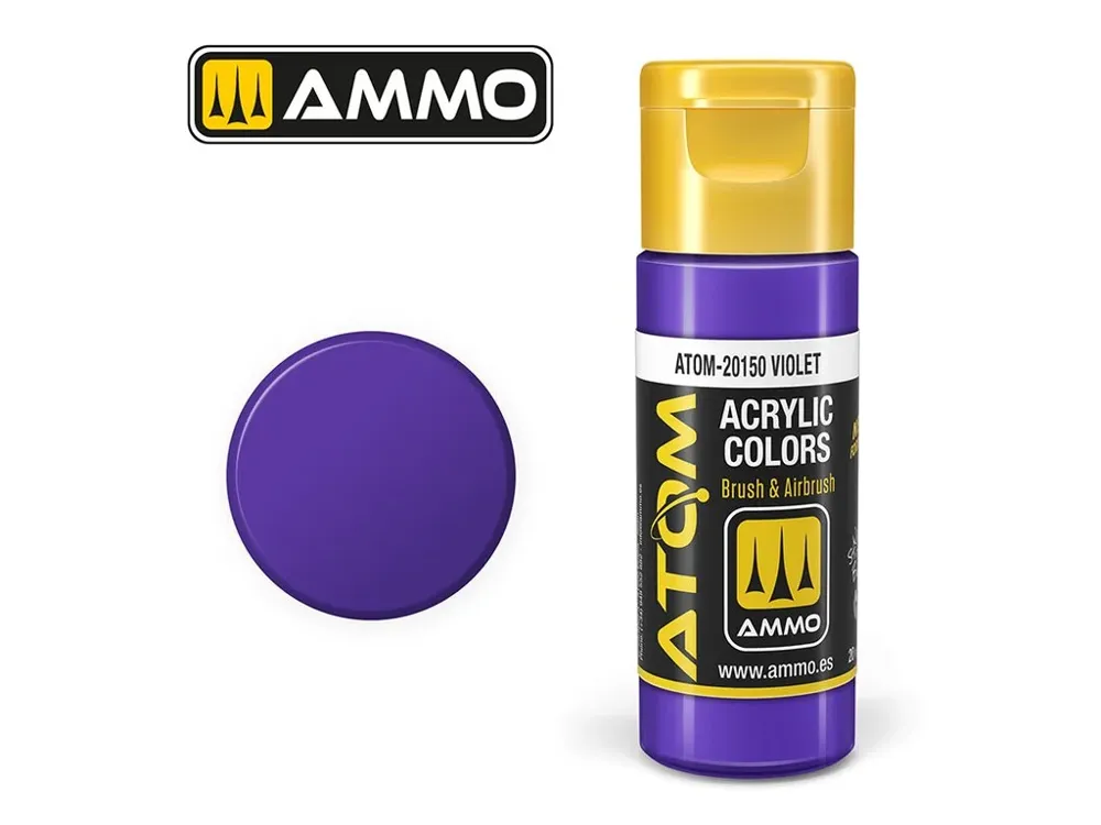 Lahvička akrylové barvy AMMO Mig ATOM COLOR 20150 fialová Violet 20 ml