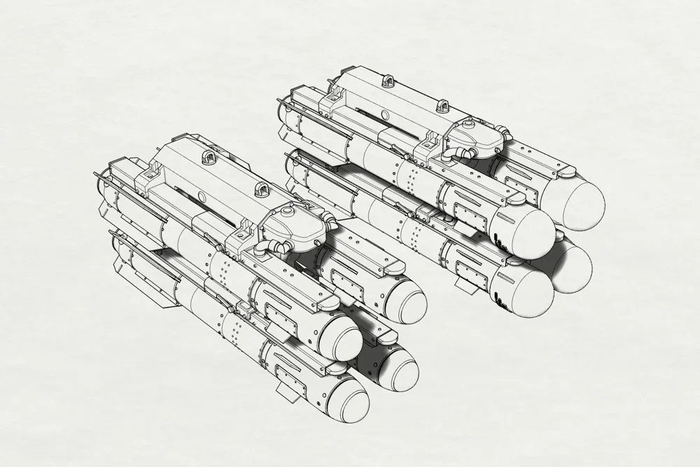 Resinové díly Brengun BRL32037 AGM-114 Hellfire 1/32, osm raket vzduch-země