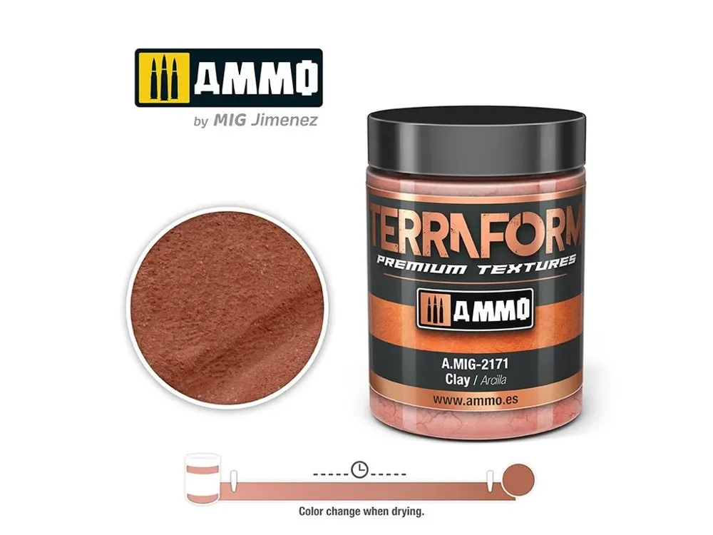 Kelímek akrylové textury AMMO Mig 2171 TERRAFORM Clay 100 ml pro tvorbu terénu