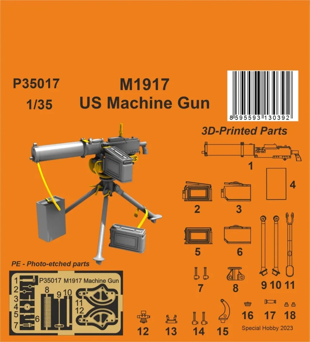Resinový 3D tištěný americký kulomet M1917 CMK P35017 v měřítku 1/35