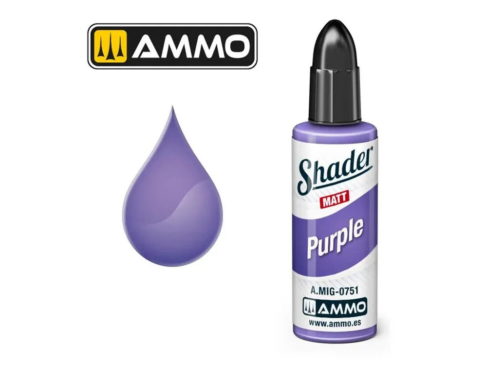 Lahvička AMMO Mig A.MIG-0751 MATT SHADER fialová (Purple) 10 ml, akrylový shader