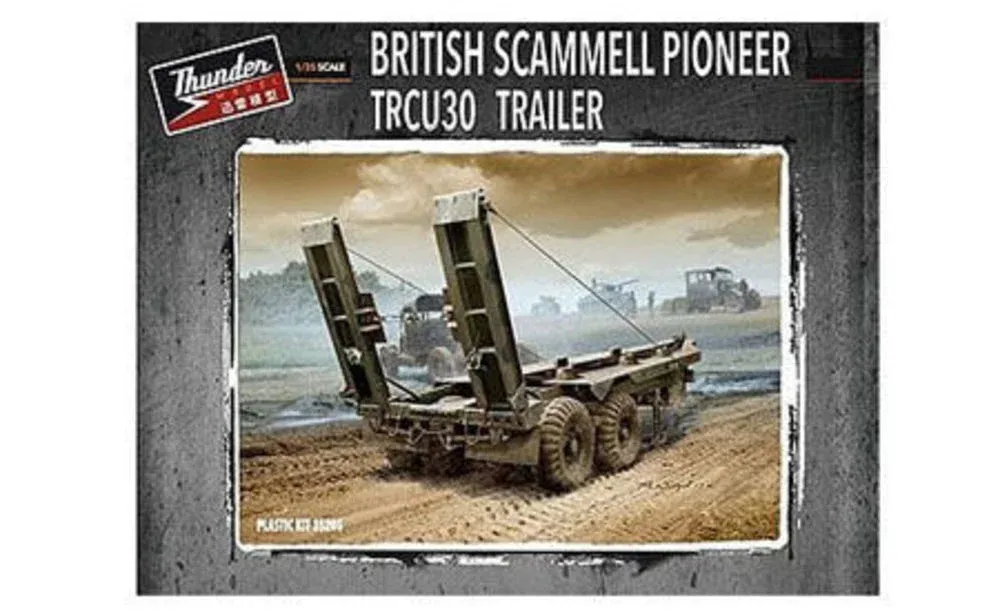 Krabice plastikové stavebnice Thunder Model TM35205 britský přívěs TRCU30 30 t v měřítku 1/35