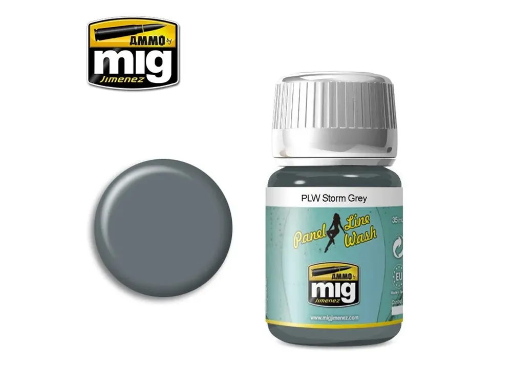 Lahvička enamelového washe AMMO Mig A.MIG-1609 PLW Storm Grey 35 ml
