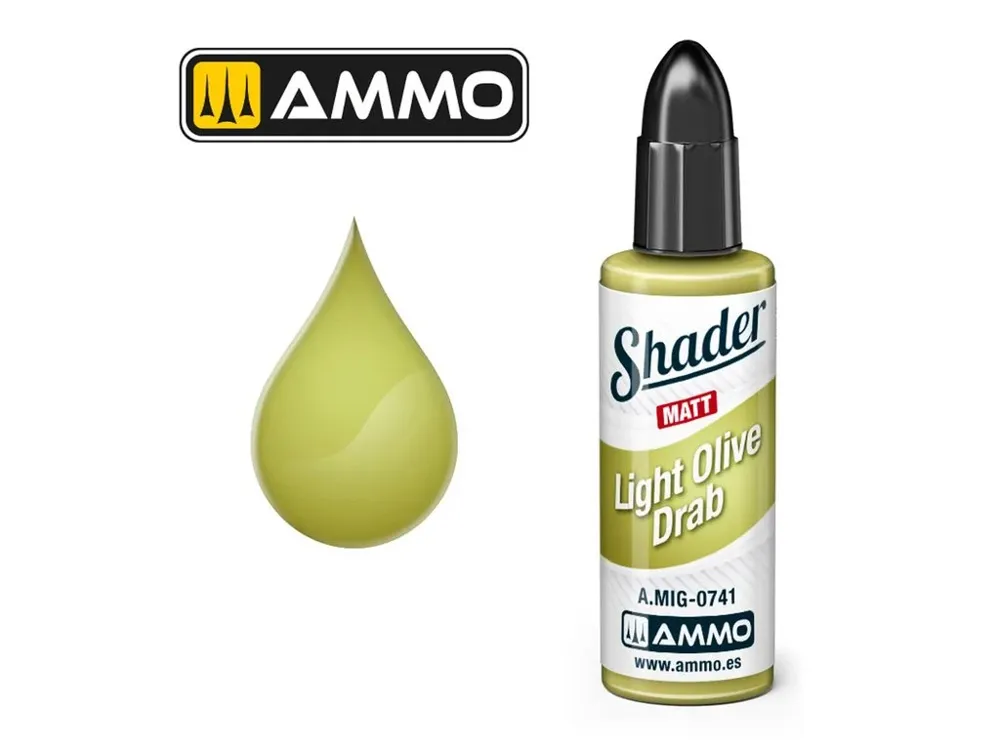 Lahvička AMMO Mig A.MIG-0741 MATT SHADER světle olivová Light Olive Draw 10 ml